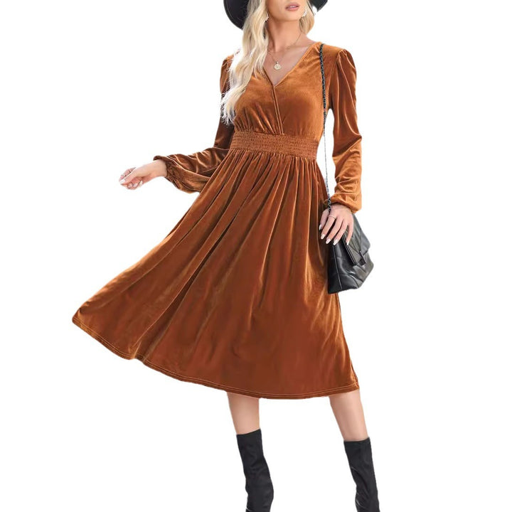 Solid Color Long Sleeve Dress For Women-Lady Dresses-Zishirts