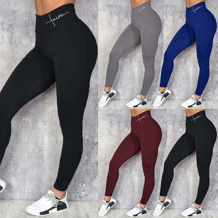 Waist Letter Printed Leggings Hip Lifting Stretch-Womens 2024 March-Zishirts