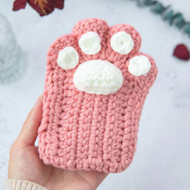 Cat's Paw Gloves Handmade Wool Woven Half Finger Finished Cute Warm Winter Gift For Girlfriend-Women's Outerwear 2023-Zishirts