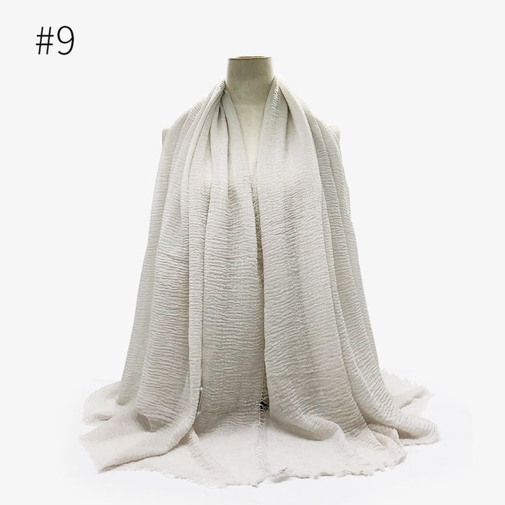 Monochrome Split Wrinkle Scarf Women's Toe Cap Shawl-Scarves & Wraps-Zishirts