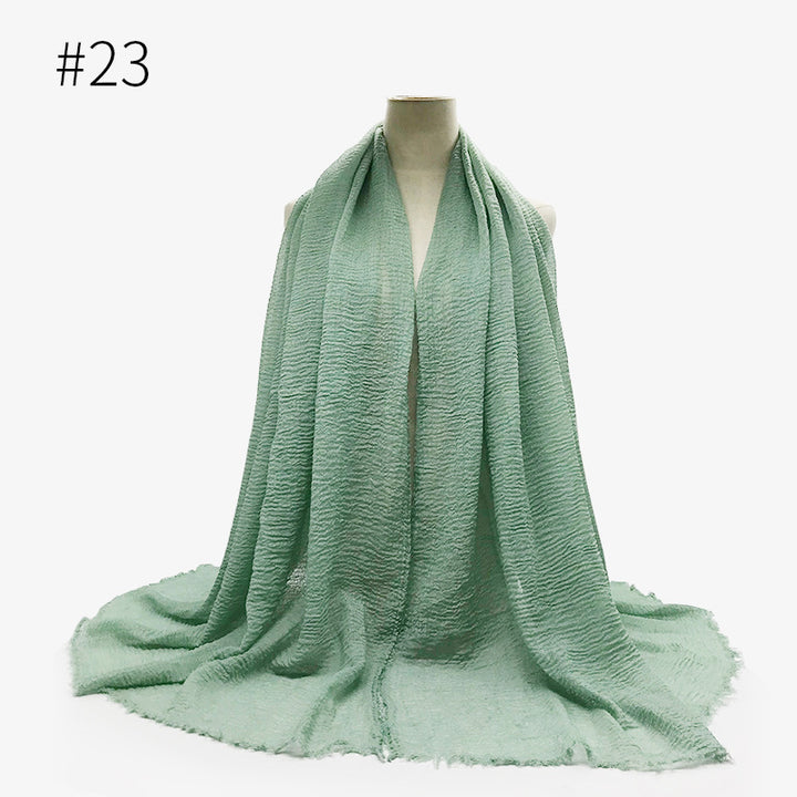 Monochrome Split Wrinkle Scarf Women's Toe Cap Shawl-Scarves & Wraps-Zishirts