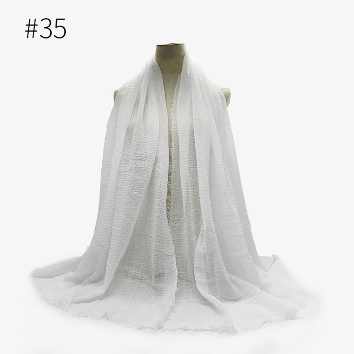 Monochrome Split Wrinkle Scarf Women's Toe Cap Shawl-Scarves & Wraps-Zishirts