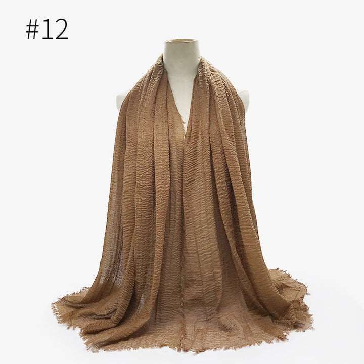 Monochrome Split Wrinkle Scarf Women's Toe Cap Shawl-Scarves & Wraps-Zishirts