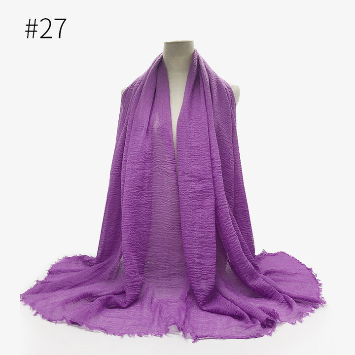 Monochrome Split Wrinkle Scarf Women's Toe Cap Shawl-Scarves & Wraps-Zishirts