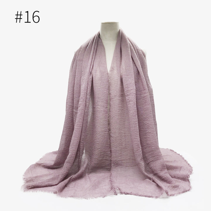 Monochrome Split Wrinkle Scarf Women's Toe Cap Shawl-Scarves & Wraps-Zishirts