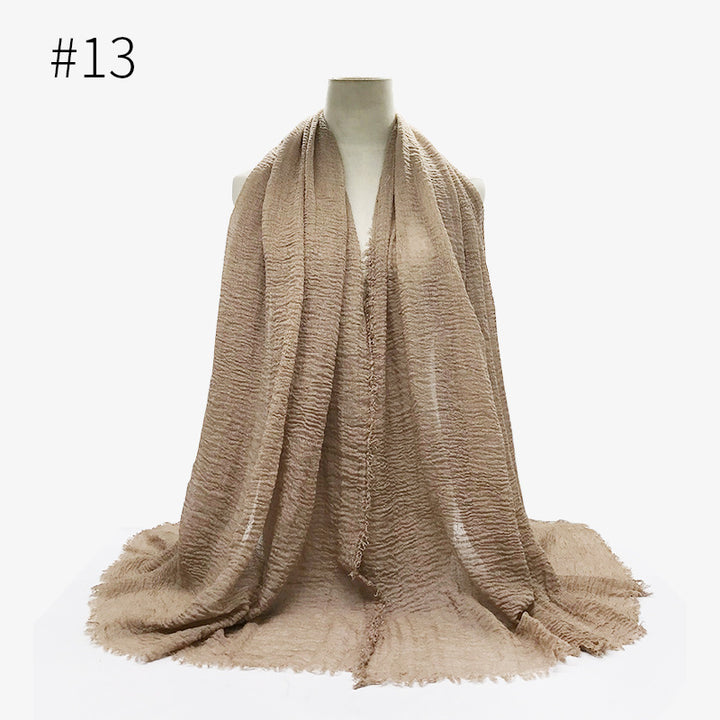 Monochrome Split Wrinkle Scarf Women's Toe Cap Shawl-Scarves & Wraps-Zishirts