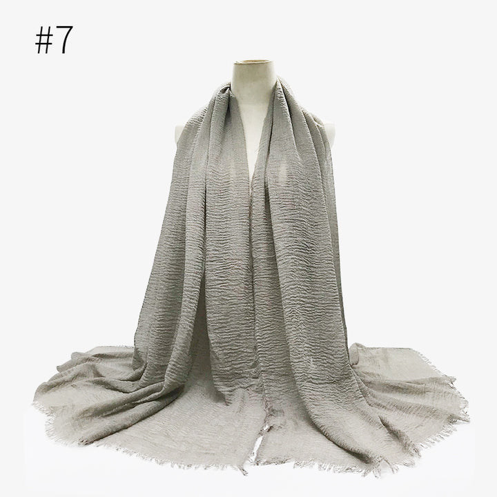 Monochrome Split Wrinkle Scarf Women's Toe Cap Shawl-Scarves & Wraps-Zishirts