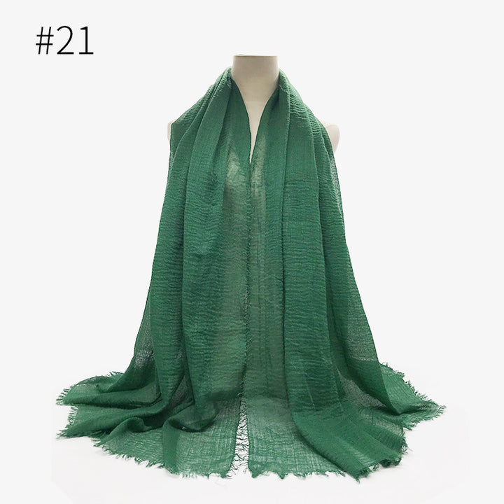 Monochrome Split Wrinkle Scarf Women's Toe Cap Shawl-Scarves & Wraps-Zishirts