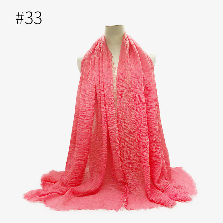 Monochrome Split Wrinkle Scarf Women's Toe Cap Shawl-Scarves & Wraps-Zishirts