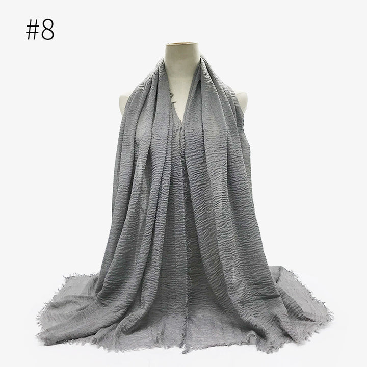 Monochrome Split Wrinkle Scarf Women's Toe Cap Shawl-Scarves & Wraps-Zishirts