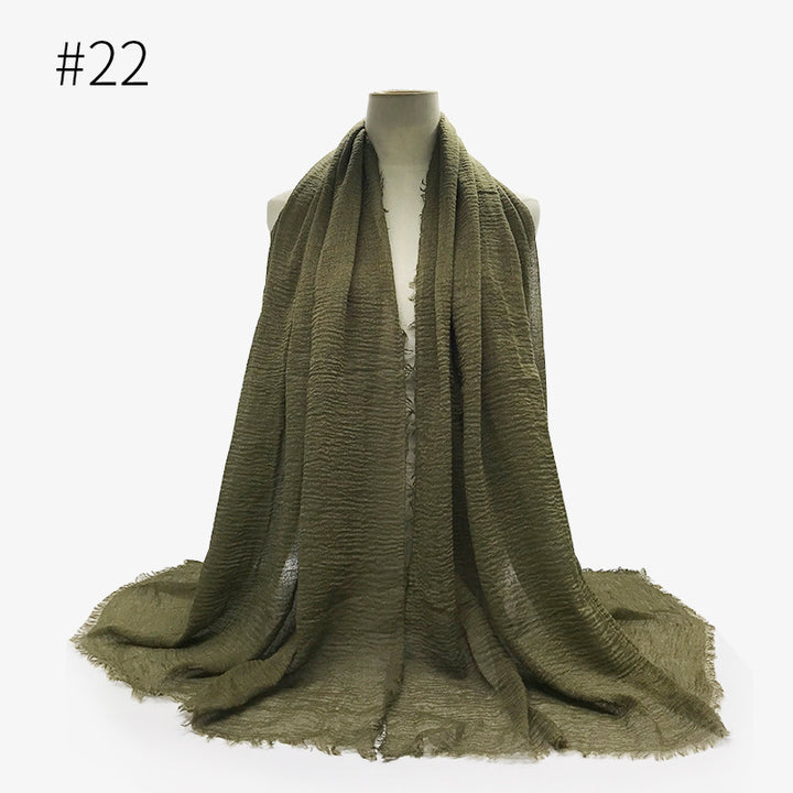 Monochrome Split Wrinkle Scarf Women's Toe Cap Shawl-Scarves & Wraps-Zishirts