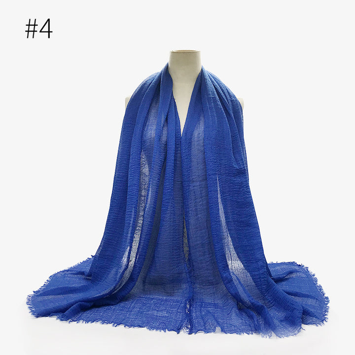 Monochrome Split Wrinkle Scarf Women's Toe Cap Shawl-Scarves & Wraps-Zishirts