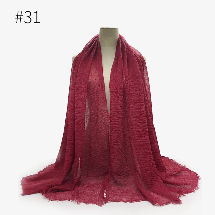 Monochrome Split Wrinkle Scarf Women's Toe Cap Shawl-Scarves & Wraps-Zishirts