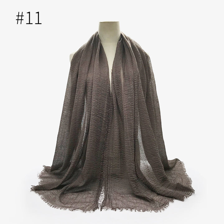 Monochrome Split Wrinkle Scarf Women's Toe Cap Shawl-Scarves & Wraps-Zishirts