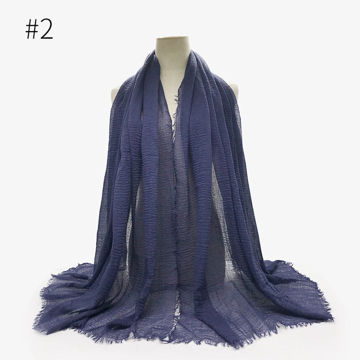 Monochrome Split Wrinkle Scarf Women's Toe Cap Shawl-Scarves & Wraps-Zishirts