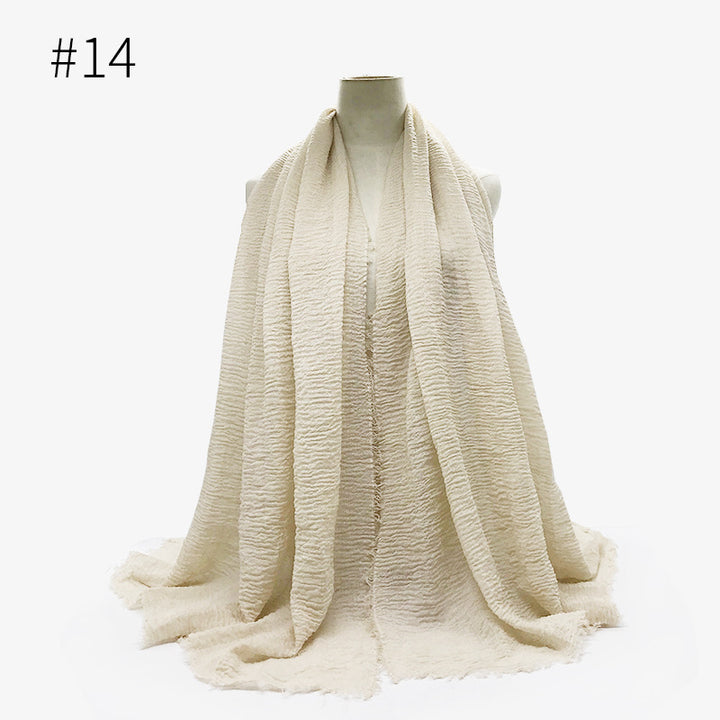 Monochrome Split Wrinkle Scarf Women's Toe Cap Shawl-Scarves & Wraps-Zishirts