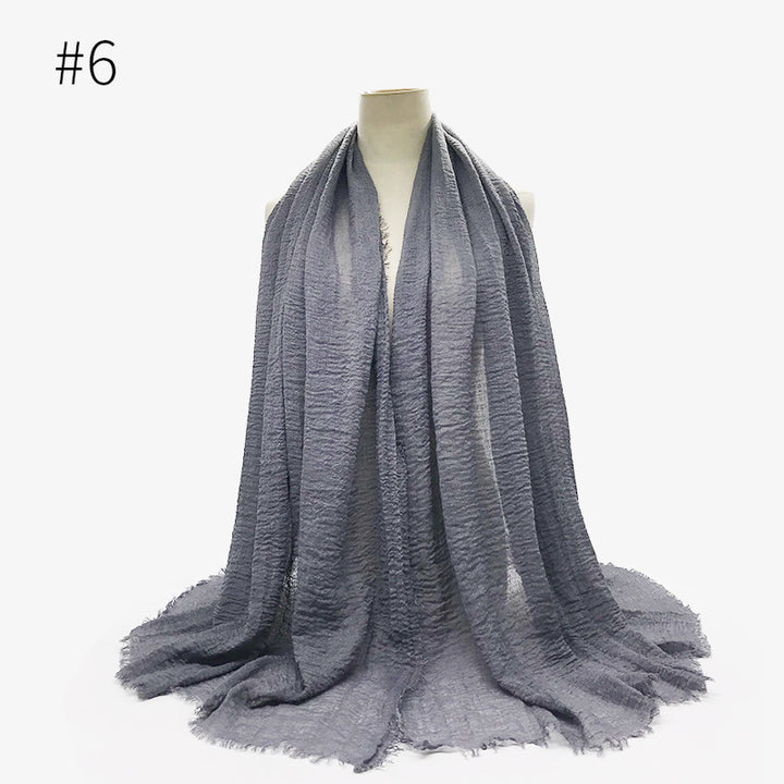 Monochrome Split Wrinkle Scarf Women's Toe Cap Shawl-Scarves & Wraps-Zishirts