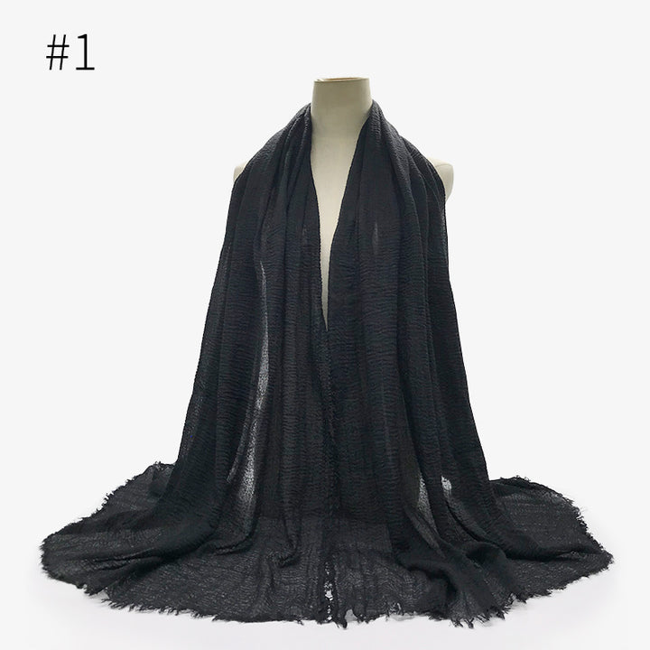 Monochrome Split Wrinkle Scarf Women's Toe Cap Shawl-Scarves & Wraps-Zishirts