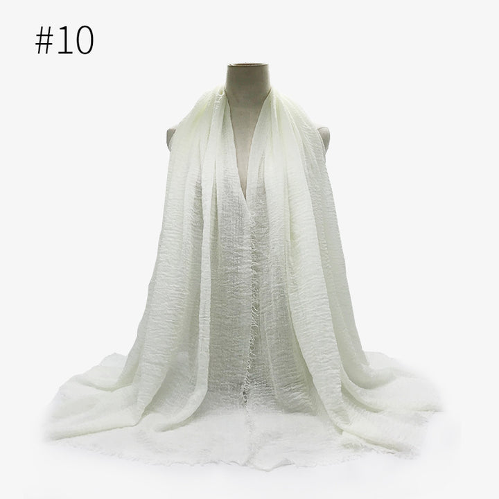 Monochrome Split Wrinkle Scarf Women's Toe Cap Shawl-Scarves & Wraps-Zishirts