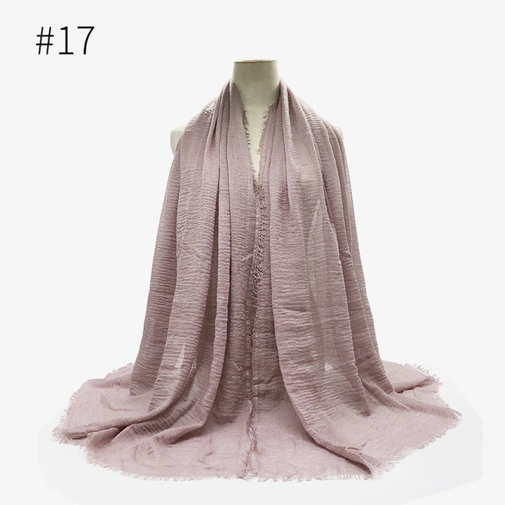 Monochrome Split Wrinkle Scarf Women's Toe Cap Shawl-Scarves & Wraps-Zishirts