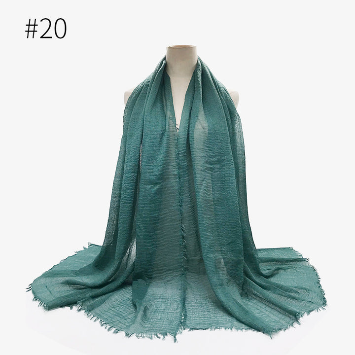 Monochrome Split Wrinkle Scarf Women's Toe Cap Shawl-Scarves & Wraps-Zishirts