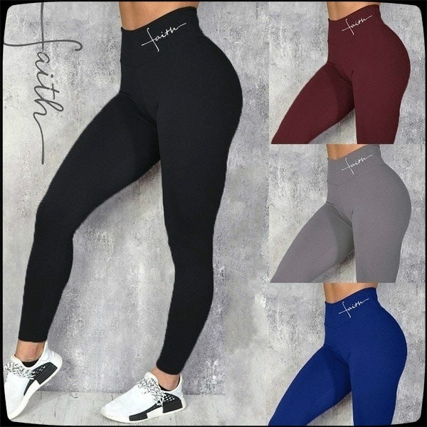 Waist Letter Printed Leggings Hip Lifting Stretch-Womens 2024 March-Zishirts