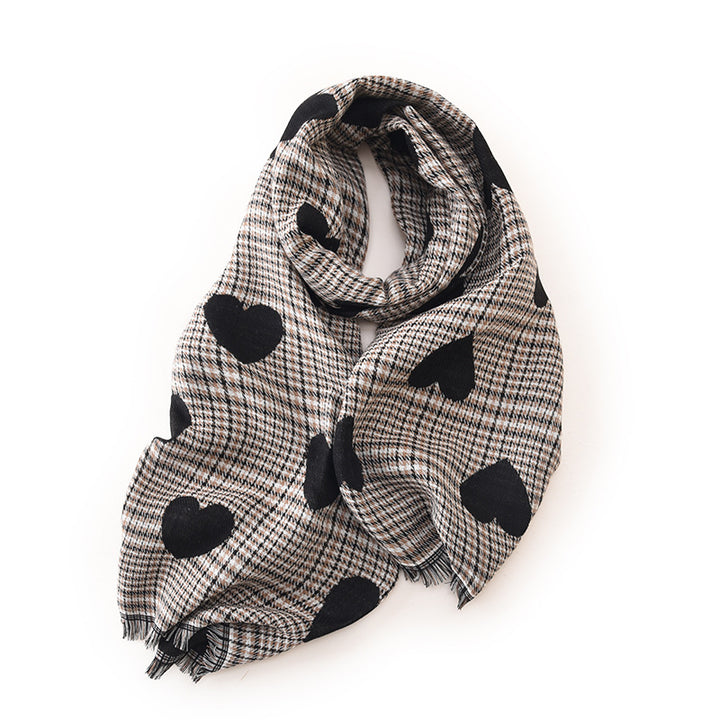 Women's Love Print Mid-length Scarf-Scarves & Wraps-Zishirts