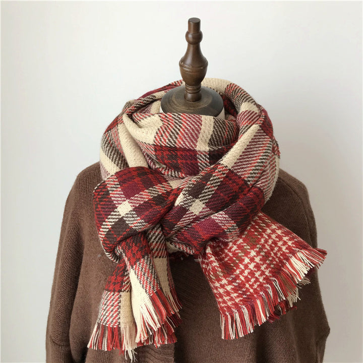 Women's Autumn Winter Retro Plaid Scarf-Scarves & Wraps-Zishirts