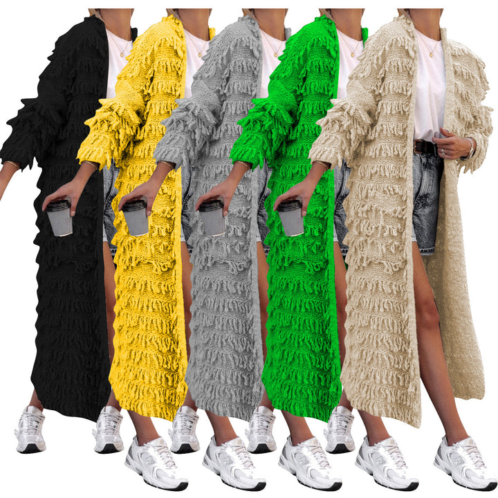 Women's Clothing Tassel Knitted Coat-0-Zishirts