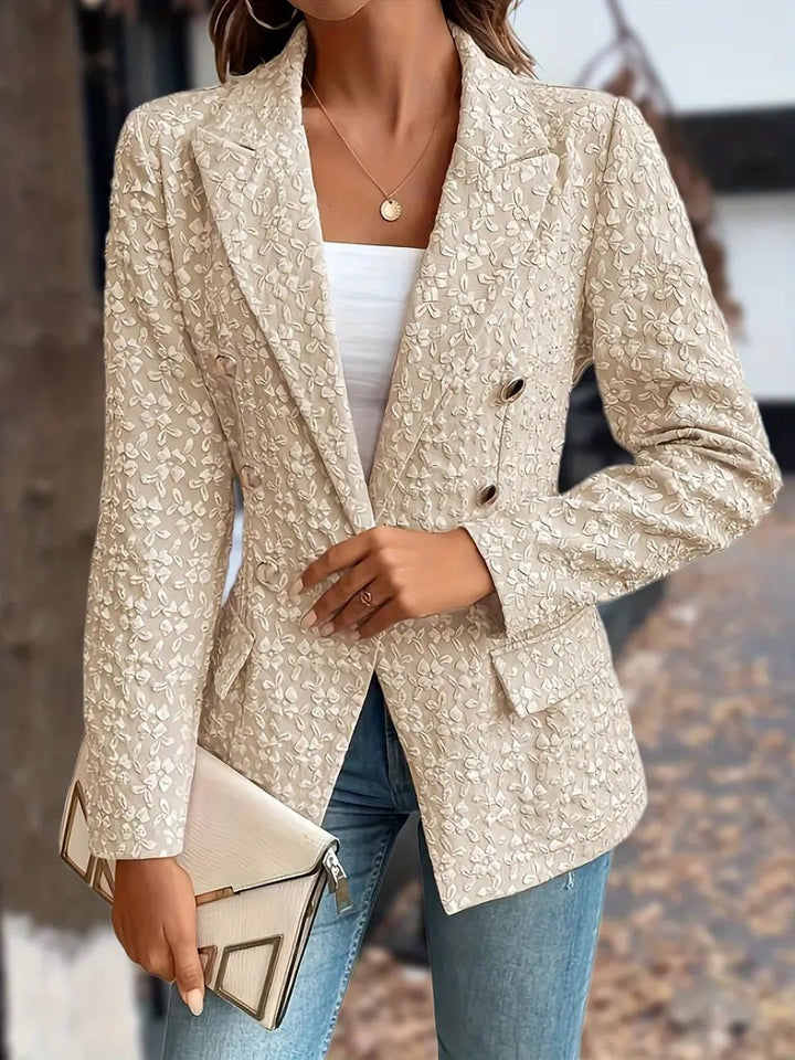 Winter Fashion Temperament Pure Color Double Breasted Blazer Women's Clothing-Jackets-Zishirts