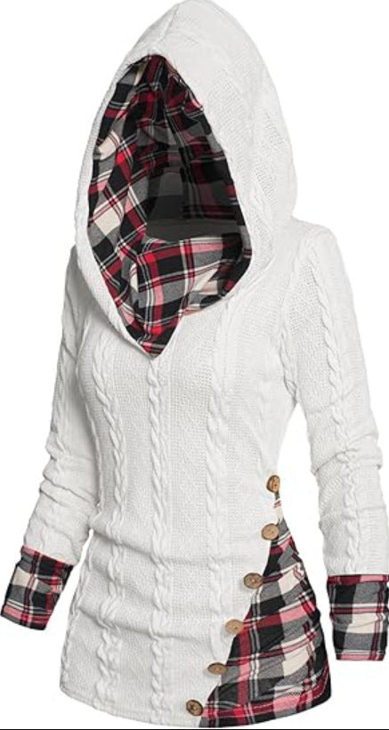 Bedford Cord Hooded Casual Pullover Sweater-Women's Outerwear 2023-Zishirts