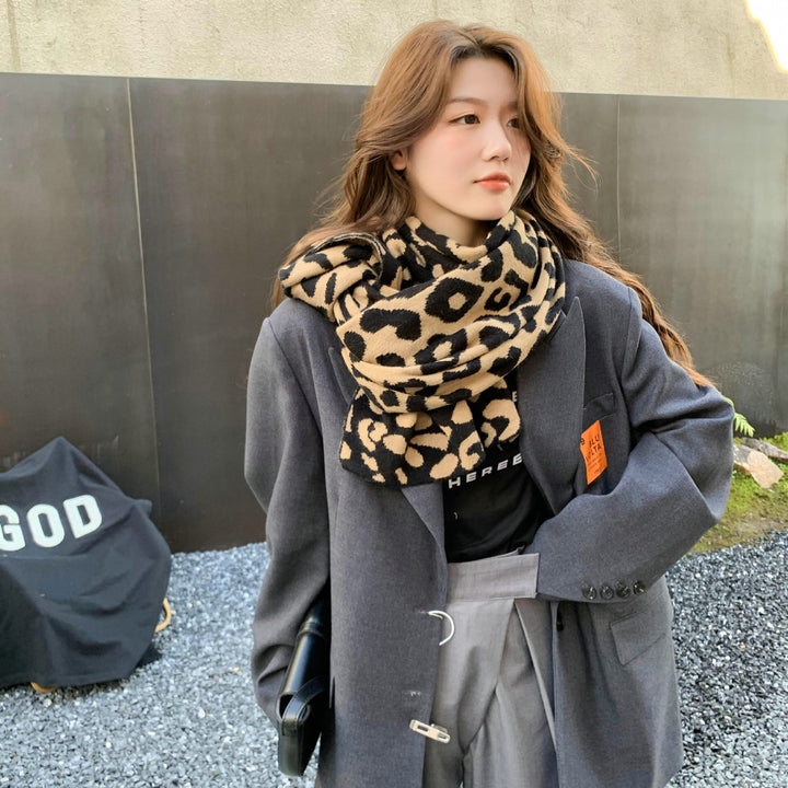 Europe And America Fashion Leopard Scarf Versatile Warm Keeping Women-Scarves & Wraps-Zishirts