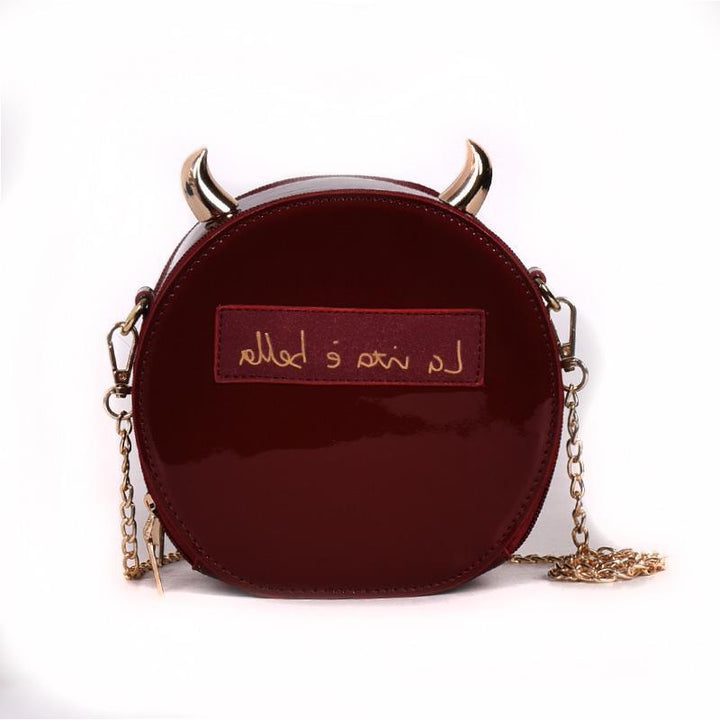 Personalized Corner Patent Leather Shoulder Bag Little Devil Bag Chain Crossbody Bag-Women's Bags-Zishirts