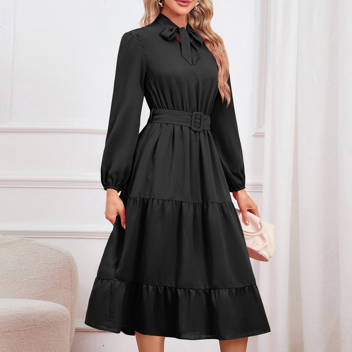 Women's Slim-fit Elegant Tied Cake A- Line Dress-Women's Outerwear 2023-Zishirts