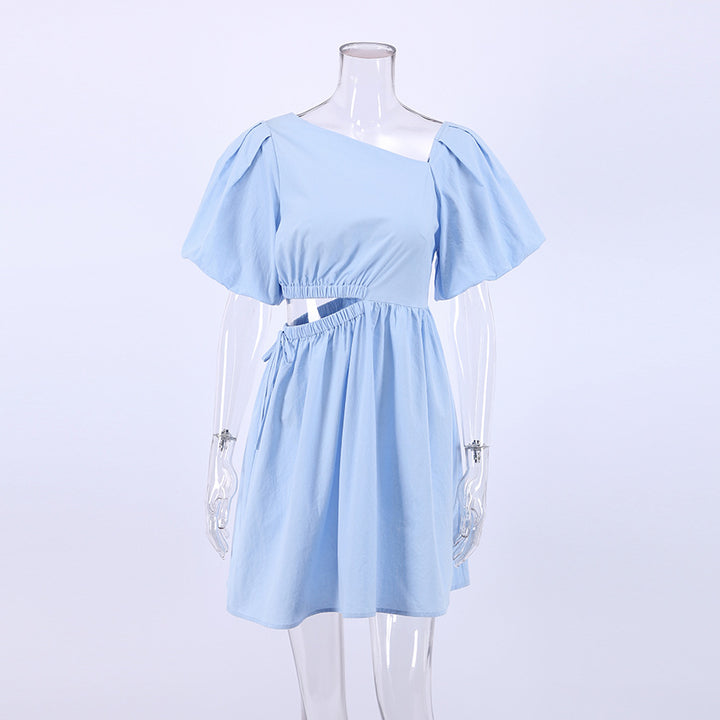 Women's Fashion Casual Cotton Puff Sleeve Dress-Lady Dresses-Zishirts