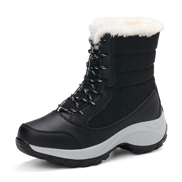 Snow Boots Female High To Help Waterproof Ladies Cotton Shoes Boots Plus Velvet Shoes-Womens Footwear-Zishirts