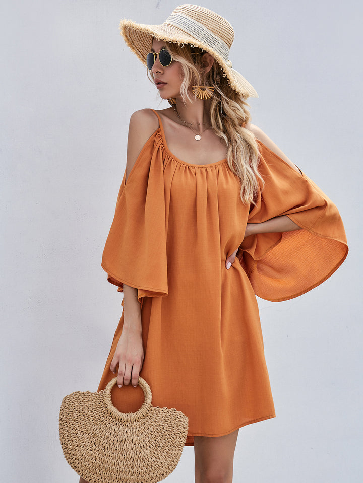 Casual Bell Sleeve Off-shoulder Dress-Lady Dresses-Zishirts