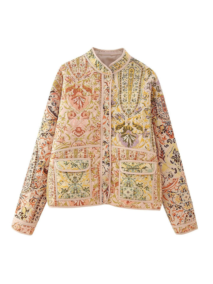 Women's Printed Pocket Cotton-padded Coat-Jackets-Zishirts