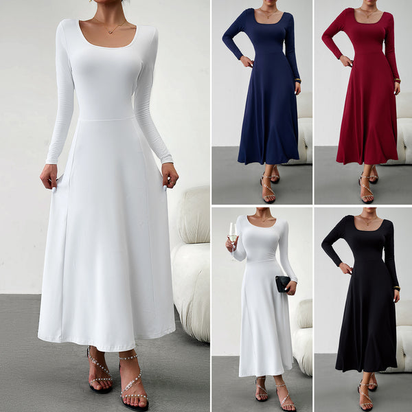 Women's Fashionable Elegant Waist-controlled Long Sleeves Dress-Lady Dresses-Zishirts