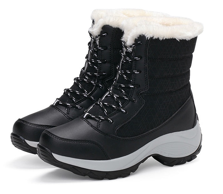 Snow Boots Female High To Help Waterproof Ladies Cotton Shoes Boots Plus Velvet Shoes-Womens Footwear-Zishirts