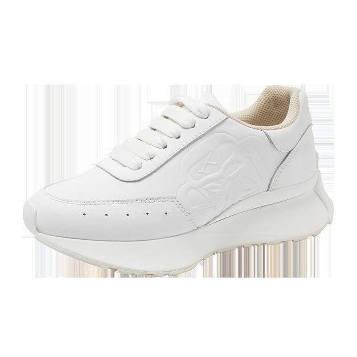 Leather Sports Casual Shoes White Shoes Four Seasons Raise The Bottom Dad Shoes-Womens Footwear-Zishirts