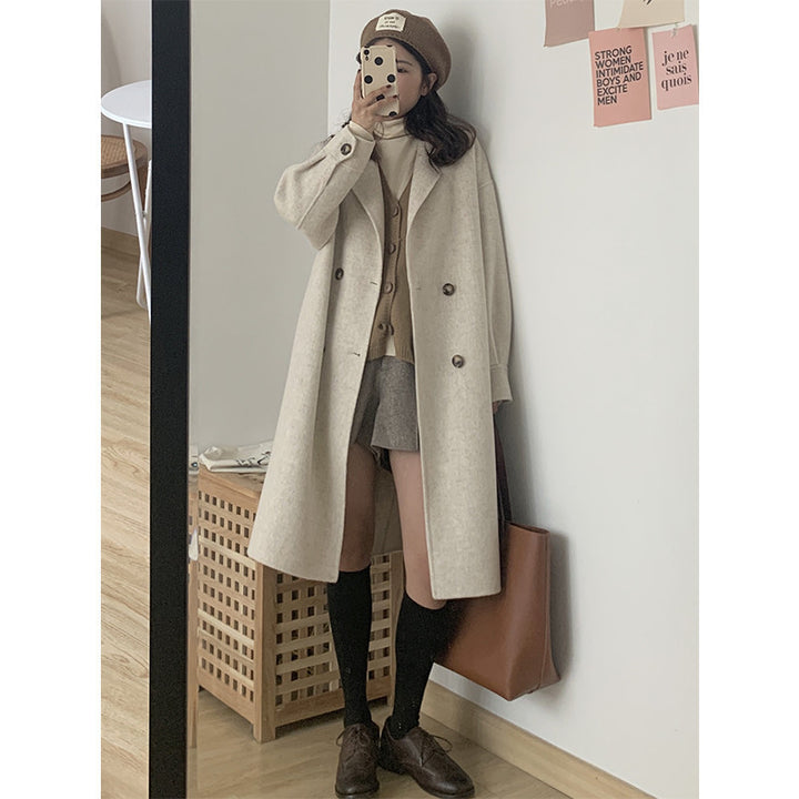 Women's Mid-length Woolen Coat Thickened Small-Jackets-Zishirts