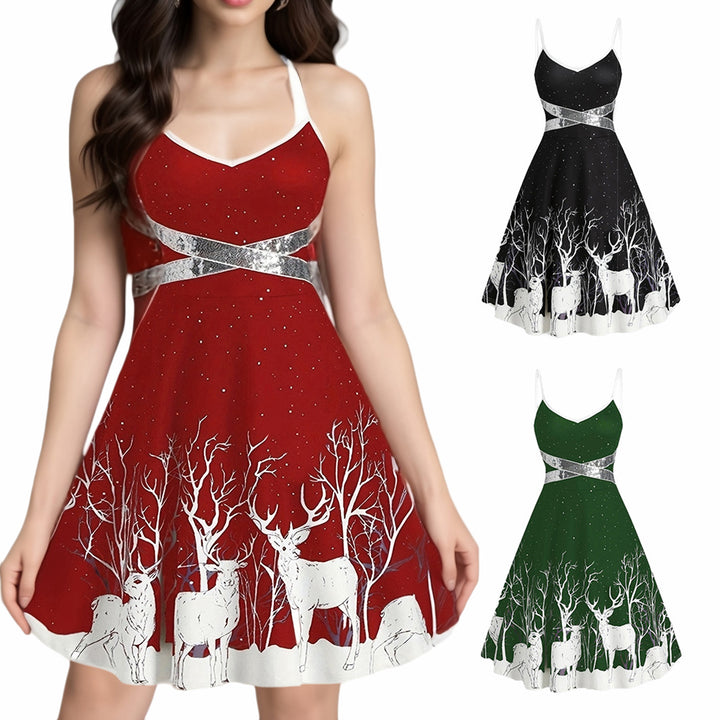 Christmas Sexy Suspenders Lace-up Dress-Lady Dresses-Zishirts