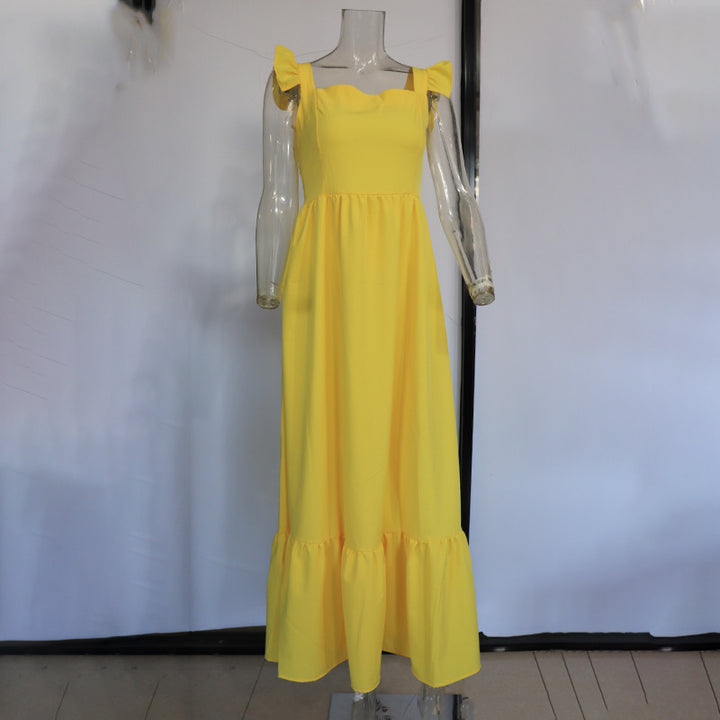 Summer Women's Bright Yellow Dress-Womens 2024 March-Zishirts