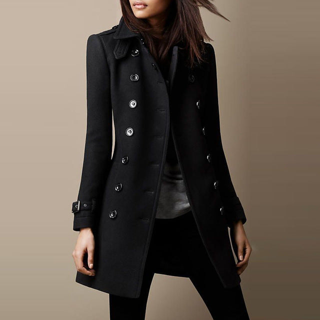 Ladies Spring Long Jacket Wool Trench Coat-Jackets-Zishirts