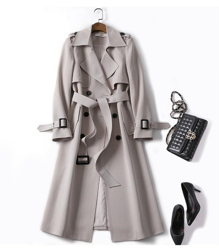 Double-breasted Mid-length Tie Trench Coat-Jackets-Zishirts