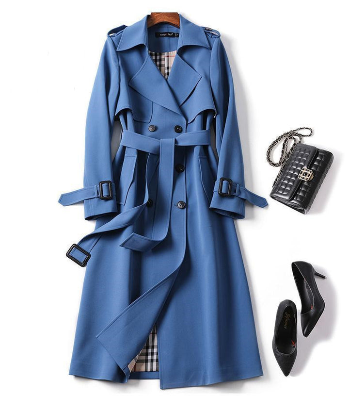 Double-breasted Mid-length Tie Trench Coat-Jackets-Zishirts