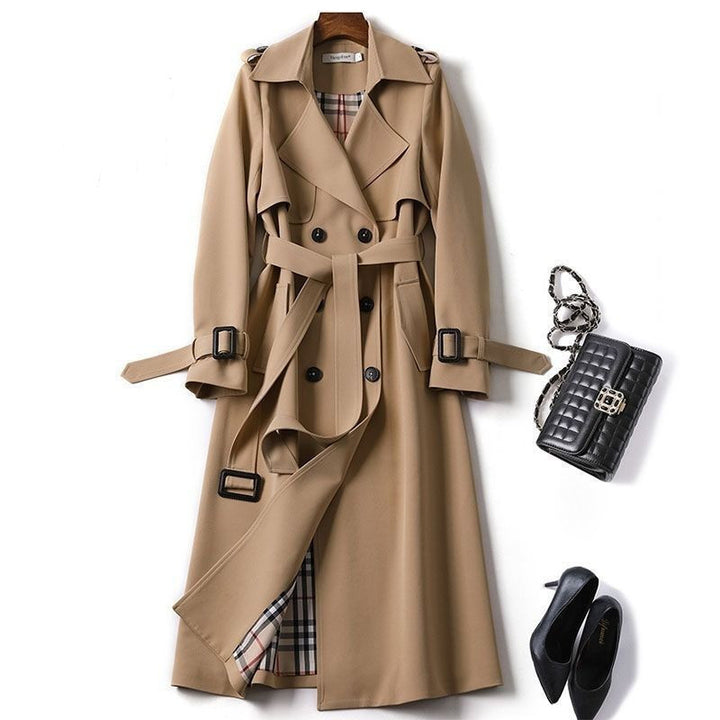 Double-breasted Mid-length Tie Trench Coat-Jackets-Zishirts