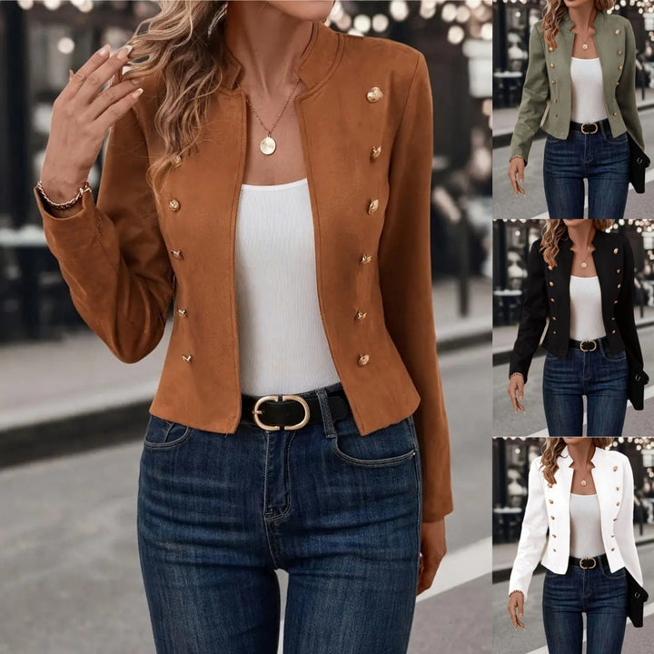 Women's Cardigan Multi-button Stand Collar Fashionable Jacket-Jackets-Zishirts