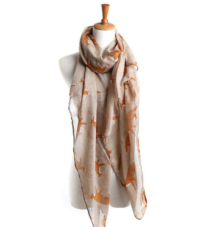 Fall Winter Fashion Korean Style Voile Animal Pattern Fox Scarf-Scarves & Wraps-Zishirts